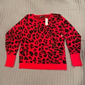Women’s Large NY&Company Red Leopard print sweater